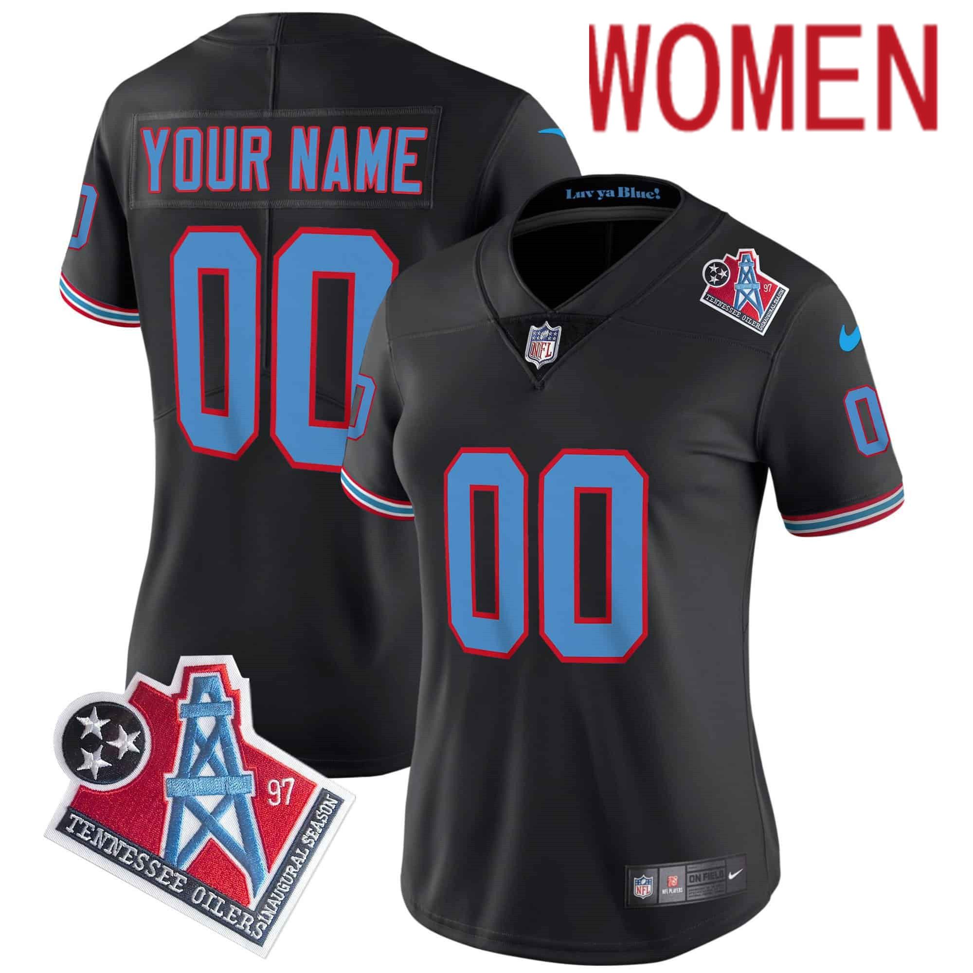 Women Tennessee Titans Black 1997 Throwback 2024 Nike Limited Vapor Custom NFL Jersey->customized nfl jersey->Custom Jersey